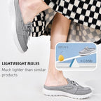 Buyrew Mules for Women with Arch Support - Lightweight Washed Cotton Sneaker Mules - Breathable Walking Flats, Comfortable Slip On Shoes for Business Casual, Office, Travel - Image 6