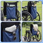 4 Pcs Wheelchair Footrest Bag Extender Storage Bag, Blue - Image 4