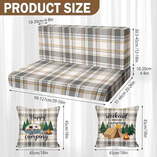 Britimes RV Dinette Cushion Covers Set, 6 Pack, for Campe, Plaid Camping - Image 2