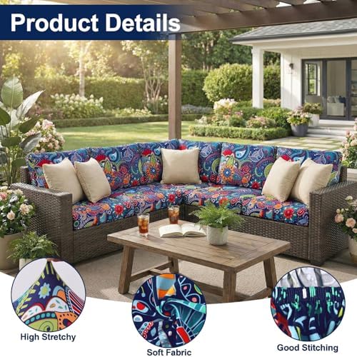 Smiry Waterproof Patio Cushion Covers, Stretch Outdoor Furniture Covers - Image 5
