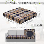 Newwiee 8 Pcs Patio Outdoor Cushion Covers,Plaid,Vintage Brown Navy - Image 5