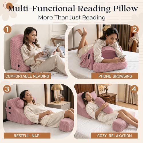 Reading Pillow/Backrest Pillow with Arms, Cup Holder & Phone Pocket - Image 7