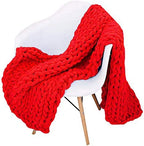 Chunky Knit Throw Blanket Chenille Yarn Soft Cozy Bulky Knitted Blanket for Sofa Bed Chair Large Hand Made Boho Home Decor Red 32x32 by Unknown