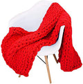 Chunky Knit Throw Blanket Chenille Yarn Soft Cozy Bulky Knitted Blanket for Sofa Bed Chair Large Hand Made Boho Home Decor Red 40x48 by Unknown
