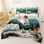 Erosebridal RV Camper King Size Comforter Set, Rustic Camping Themed Bedding Sets for Kids Girls Boys, Mountain Cabin Forest Bed Set Quilts, Outdoor Travel Trailer Room Decor - Image 6