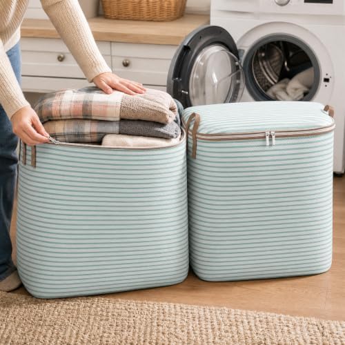 Storage Bag, Clothing Storage, Blue Stripe 110L (2-Pack) - Image 7