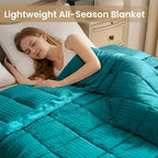 downluxe Down Alternative Blanket for Bed, Satin Trim, Queen, Teal - Image 5