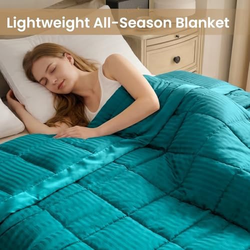 downluxe Down Alternative Blanket for Bed, Satin Trim, Queen, Teal - Image 5