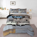 Erosebridal Camping Hunting Bedding Sets Rustic Elk Deer Down Comforter King Farmhouse Camper Theme Bedding Comforter Set for Kids Adults,Eat Sleep Hunt and Camp Quilt Set 2 Pillow Cases Grey Blue by Erosebridal