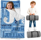 Personalized Toddler Nap Mat with Pillow and Blanket, Monogram Nap Mats for Preschool Daycare, Custom Thickened Large 55”x22.5” Sleeping Bag for Kids, Rollup Sleeping Mat for Boys Girls Gift by Feraurae