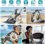 Beach Towel Bag 2 in 1 Daisy Flower Bath Pool Towels Backpack Bee Love Heart Absorbent Beach Towel Soft Quick Dry Lightweight Packable Towels Drawstring Bag for Travel Camping Sports Yoga Gym Picnic - Image 5