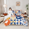 Erosebridal Colorful Mexican Tile Full Bedding Set - Mexico Talavera Tiles Comforter Set, Patchwork Vintage Flower Quilt for Kids Adults, Bohemian Aesthetic Bedroom Decor - 2 Pillowcases by Erosebridal