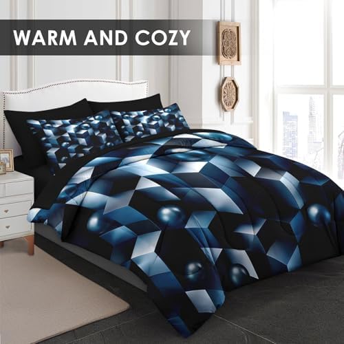 WeCozy Queen Comforter Set with Sheets, 7 Pieces Geometric Modern Bedding - Image 4