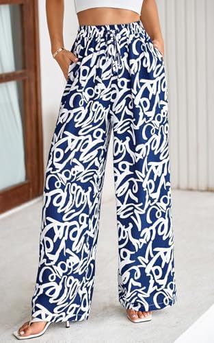 PRETTYGARDEN Womens Pants Elastic Waist Striped Lightweight Palazzo Pant - Image 2