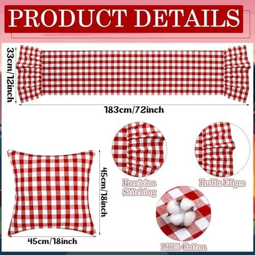 Lumina 14 Pcs Picnic Blanket Set, 91"x71" Woven Cotton Plaid Runner Covers - Image 6