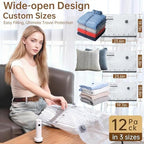 Travel Vacuum Bags for Clothing with Rechargeable Electric Pump - Portable Space Saver Bags for Travel & Home - Vacuum Compression Packing Seal for Clothes, Blankets, Seasonal Storage 12 Combo Set - Image 4