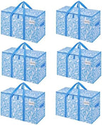 VENO 6 Pack Heavy Duty Moving Bags, Extra Large Storage Bags with Reinforced Handles & Strong Zippers, Foldable & Reusable Moving Box Alternative for Clothes & Dorm Storage by Veno