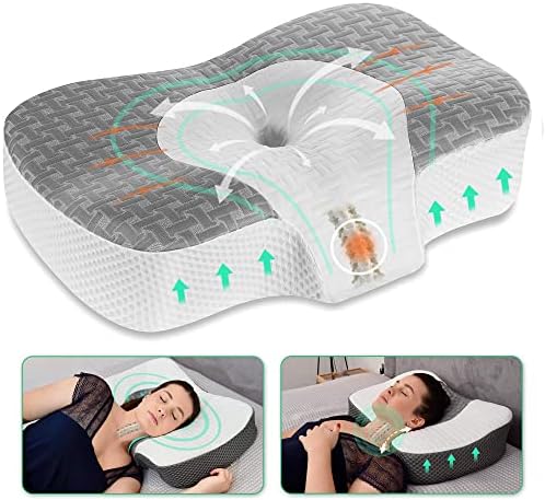 Elviros Cervical Memory Foam Neck Pillow for Pain Relief Side Sleeping by Elviros