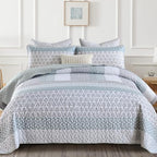 WONGS BEDDING Boho Quilt Set Queen, Stripe Bedspread Sets, Burnt Orange - Image 2