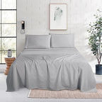 Mocassi King Size 4-Piece Bed Sheet Set - 1800 Premium Hotel Quality Microfiber 18-24 Inches Extra Deep Pocket Fitted Sheet- Luxury Soft, Breathable, Wrinkle, and Fade Resistant, Silver - Image 2