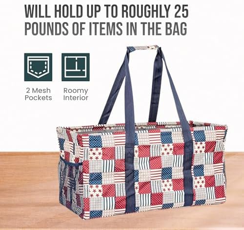 Extra Large Utility Tote Bag - Oversized Collapsible Beach Bag - Patriotic - Image 5