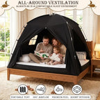 Akiky Bed Tent Bed Canopy Privacy Sleeping Space on Bed Breathable Canopy Tents Blackout Tent(Black,Twin) - Image 2