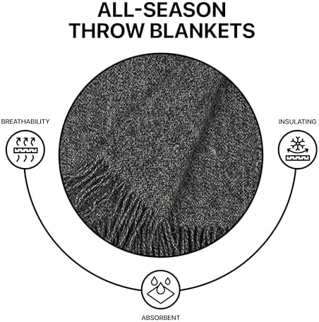 Merino Wool Throw Blanket, Indoor & Outdoor Blankets and Throws, Soft Blanket with Fringes, 55"x79" (140 x 200 cm) - Image 5