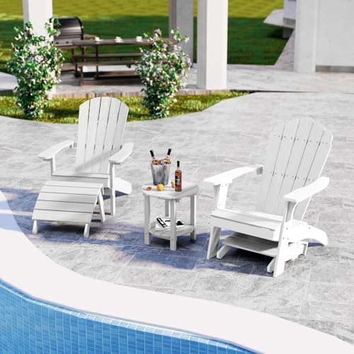 YEFU Folding Adirondack Ottoman Outdoor, White - Image 3