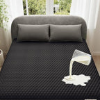 OhGeni 100% Waterproof King Size-Black Mattress Protector, Soft Mattress Pad Deep Pocket, Cooling, Breathable Fitted Sheets, Washable Bed Cover Over 99 Count Hex Bumps by OhGeni