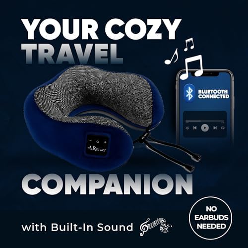 Bluetooth Music Semicircular Neck Pillow Wireless Bluetooth Speaker Suitable Airplane,Bus,Train,Car,Office,and Outdoor Camping for Sleeping, Resting The Best Travel Essentials. (Navy Blue) - Image 4