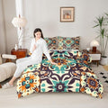 Erosebridal Mexican Talavera Tile Queen Comforter Set,Colorful Tile Mexico Bedding Set for Kids Adults,Boho Style Floral Quilt Bed Set,Vintage Patchwork Tiles Room Decor with 2 Pillowcases by Erosebridal