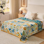 Boho Throw Blanket, 100% Soft Cotton Floral Quilt, Twin 60"x 80" - Image 3