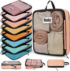7 Pcs Packing Cubes for Travel Days of Week, Multicolor, S by Bulyoou
