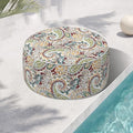 Indoor/Outdoor Inflatable Ottoman, Water Repellent Round Foot Rest Ottomans D31 x H14 inch, Portable Footstool for Patio Garden Camping or Home, Paisley Chilli by TWLEAR