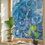 Ocean Blue Octopus Window Privacy Film Rainbow Static Cling Stain Glass Window Film for Glass Door, Decorative Sunroof Decal Sticker for Car 29.5"x78.7" Nautical Castle Coastal Lighthouse - Image 3