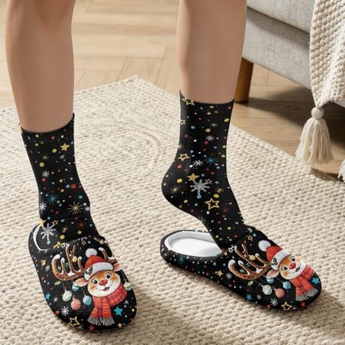 House Slipper and Socks Set for Women Warm Comfy Fuzzy Slipper with Crew Socks Plush Fuzzy Slippers for Indoor - Image 3