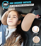 JZCreater Car Headrest Pillow, 180°Adjustable Car Headrest, Head Neck Support Pillow, U- Shaped Design, Travel Sleeping Car Headrest, fit for Car Seat with Bar，Ideal for Kids and Adults (Beige) - Image 5