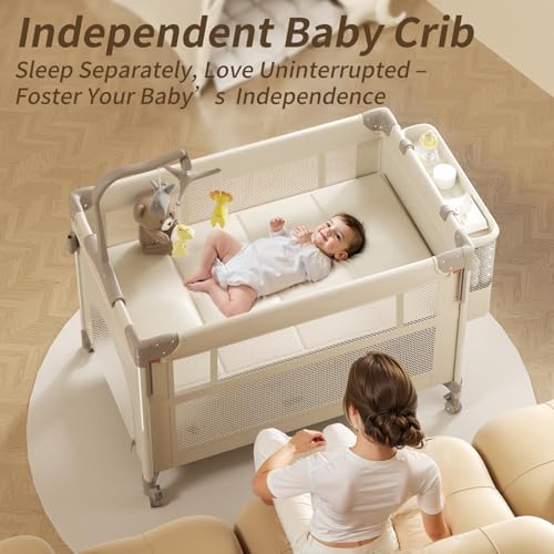 4-in-1 Pack and Play with Bassinet Bedside Sleeper for Baby Playard - Image 5