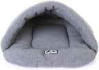 POPETPOP Cat Cave Dog Sleeping Bag Bed Cotton-Padded Warm Sleeping Bag Liner Snuggly Sleep Mat for Kitten Puppy Rabbit Guinea Pig Indoor Couch Floor Car Seat Grey Size S - Image 3