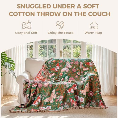 LUTBM Boho Throw Blanket for Bed 60"x80", All Season Cotton Couch Blankets - Image 4