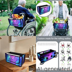 LedBack 3 Piece Set Walker Accessories Blue Purple Walker Seat Cover Soft Rollator Seat and Back Rest Covers Large Capacity Wheelchair Bag for Seniors - Image 5