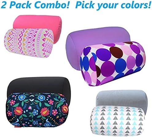 Bookishbunny 2pcs Micro Bead Microbead Roll Pillow Cushion for Bed Back Neck Head Body Support, 13" x 7", Various Designs (Blue+BlueWave) - Image 4