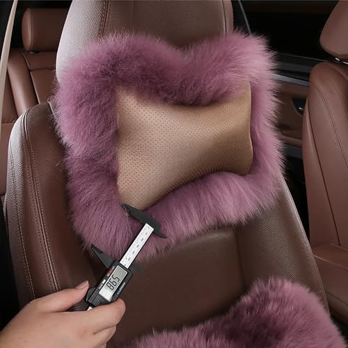 Fluffy Car Headrest Pillow Furry Long Wool Lumbar Auto Head Neck Support Pillow Cushion Natural Luxury Fur Warm Soft Comfort Winter - Image 4