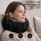 Travel Neck Pillow,Ergonomic 360° Memory Foam Support for Head, Neck. Adjustable for Long Flights. Soft &Washable Cover, EVA Box, 3D Eye Mask, Earplugs, Hair Tie & Luxury Bag (Black) - Image 5