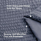 Seersucker Navy Blue King Size Comforter Set, 7-Piece Bed in a Bag - Image 5