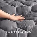 Bedsure Mattress Pad Full Size - Soft Mattress Cover Padded, Quilted Fitted Mattress Protector with 8-21" Deep Pocket, Breathable Fluffy Pillow Top, Grey, 54x75 Inches - Image 3