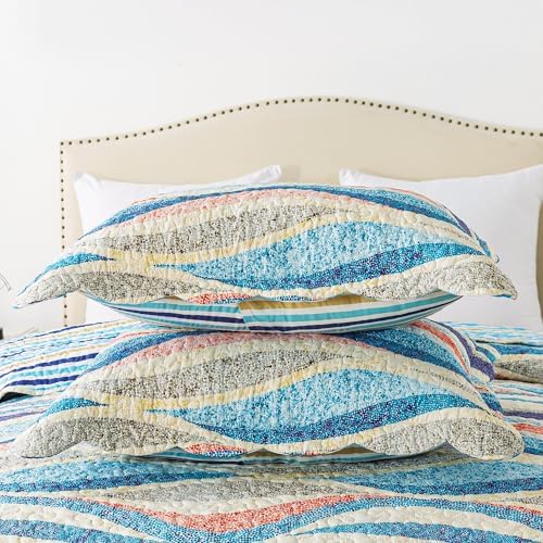 HoneiLife Coastal Quilt Sets Queen - 3 Pieces Beach Quilt Sets Ocean Bedspreads Lightweight Coverlets Nautical Bed Cover All Season Quilts - Image 4