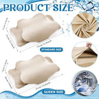 Hahafelt 2 Pcs Cooling Cervical Neck Pillowcase with Envelope Closure (Only Pillowcase) Ergonomic Pillow Case Smooth Soft Cool Case for Side Back Stomach Sleepers(Champagne,Standard Size) - Image 2