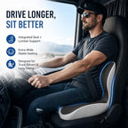 Ergonomic Truck Seat Cushion with Lumbar Support, Wide High-Density Memory Foam for Long Driving Comfort, Contoured Support for Semi Truck, Car & Office Chair - Image 2