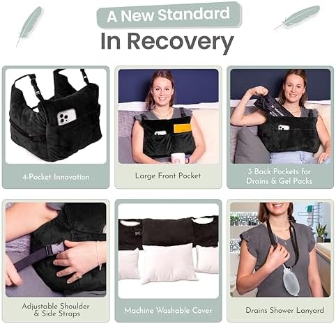 MOYOAMA Post Mastectomy Pillow – 4pc Protective Set with Gel Pack, Seatbelt Cushion, & Shower Lanyard– After Double Mastectomy Pillow Post Surgery Recovery Must Haves, Lumpectomy Recovery Supplies Kit - Image 3